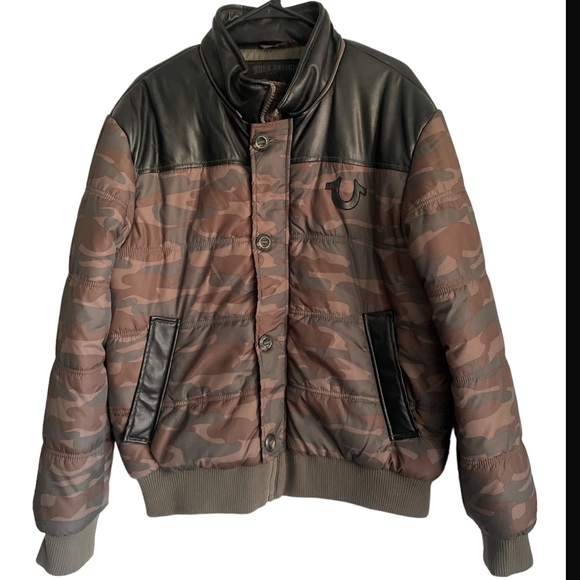 Mens Camo True Religion Camo Puffer Coat - Picture 3 of 4